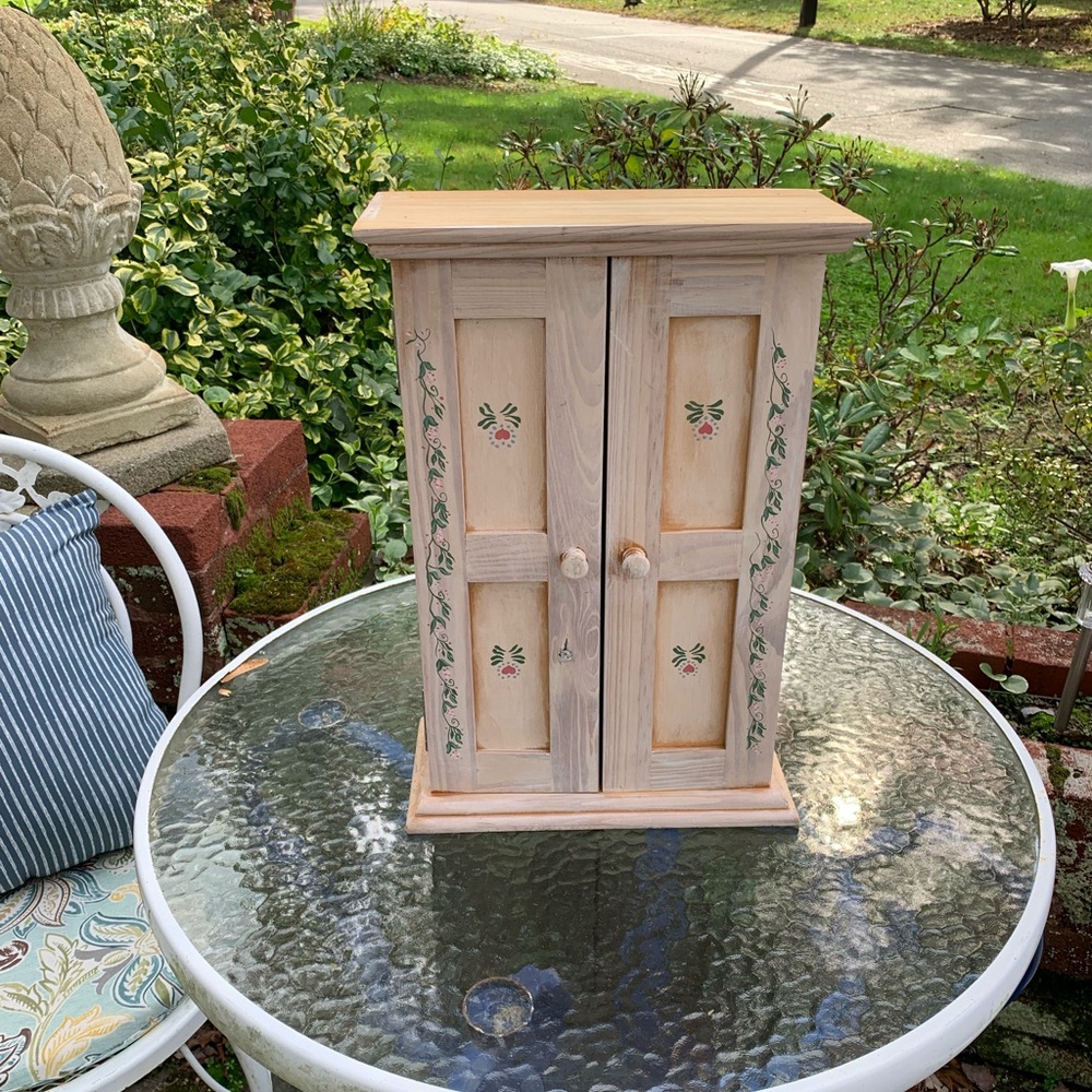 Dolls Wooden Armoire with Floral Design